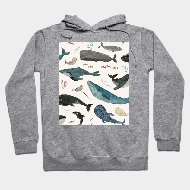 Whale song (blue) Hoodie by katherinequinnillustration